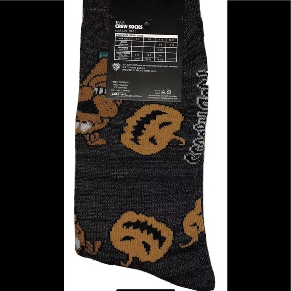 Scooby-Doo Crew Socks 1Pair Men 8-12 Gray Halloween Pumpkin Where Are You Shaggy - Picture 3 of 10